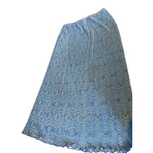 Vtg 90s Y2K Boho Fairycore Lettuce Hem Skirt Sz Blue Elastic‎ 2X USA